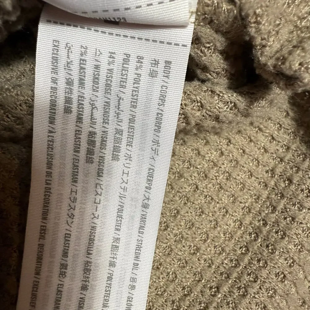Abercrombie Kids Tan Waffle Knit Hoodie Sweatshirt Size 5/6 Relaxed Fit